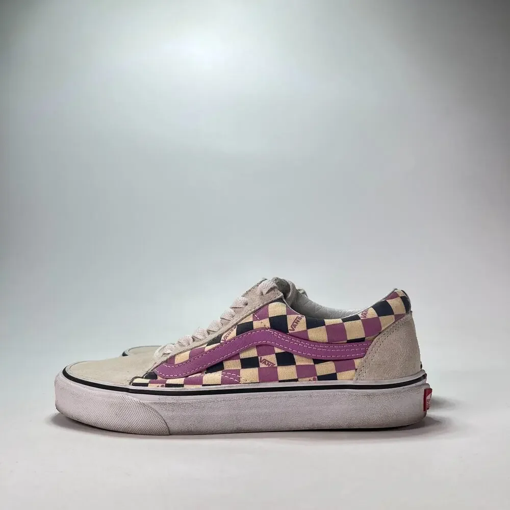 Vans Old Skool Violet Checkerboard Low Top Skate Shoes 721277 Women's Size 8.5
